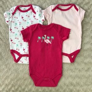 Mini Muffin Flamingo Bodysuits 3-6 Months Pink
